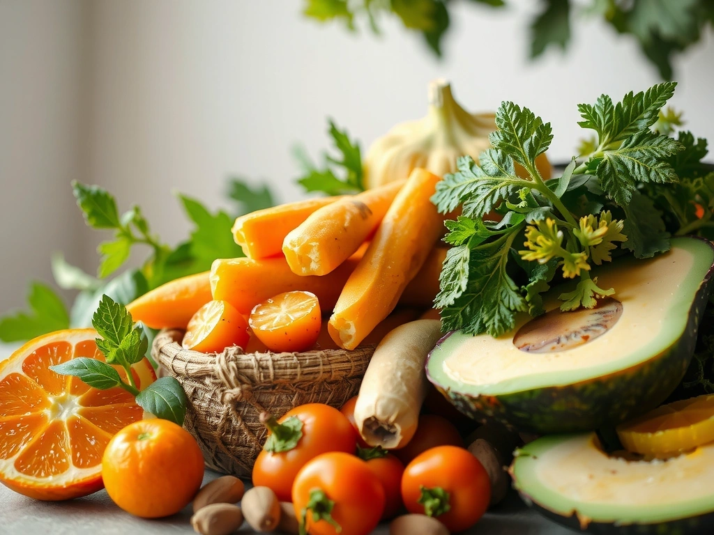 Ingredientes naturales que simbolizan salud y vitalidad