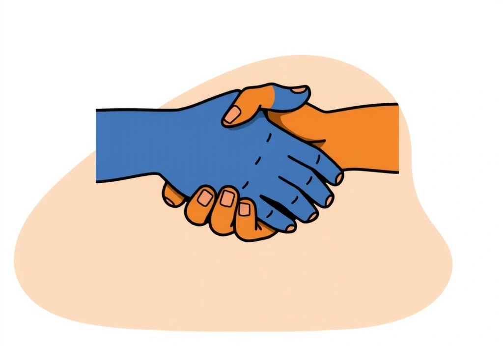 Ilustración de manos entrelazadas simbolizando confianza y acuerdo